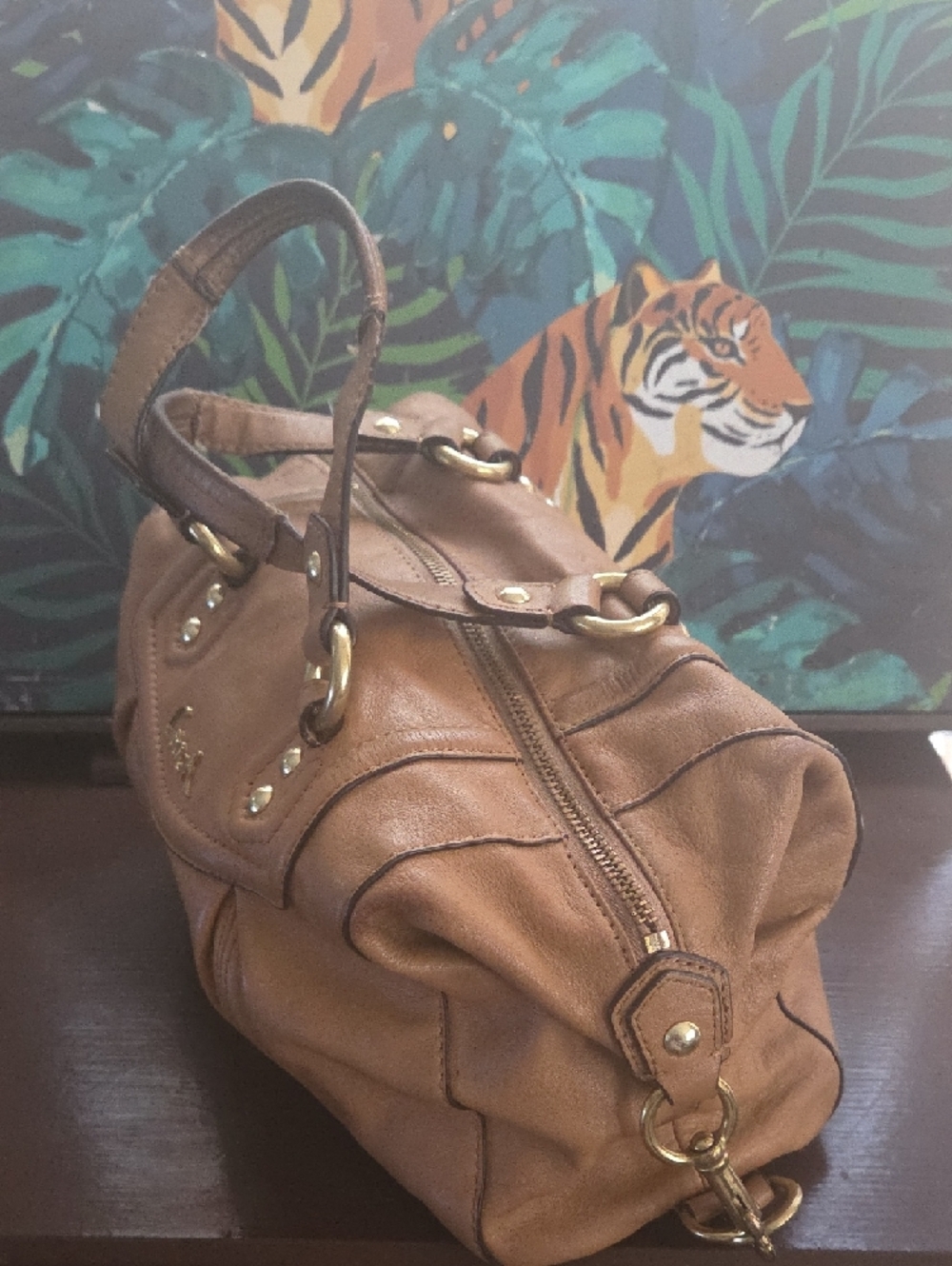 Coach Caramel Brown Leather Satchel with Gold Hardware - Picture 3 of 5